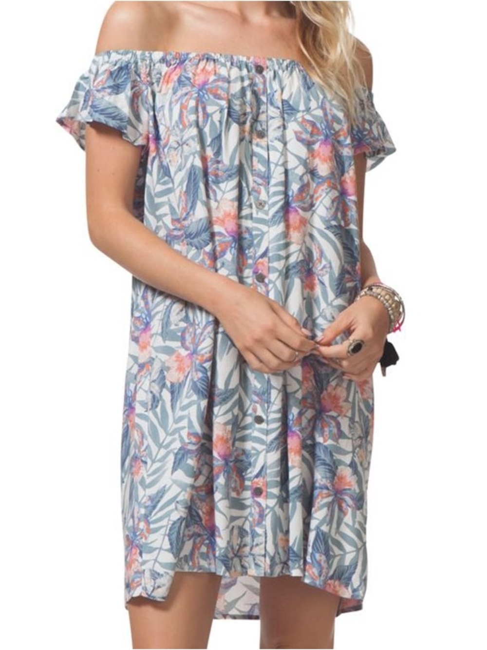 NWOT RIP CURL off-the-shoulder tropical floral mini dress
Size X-Small